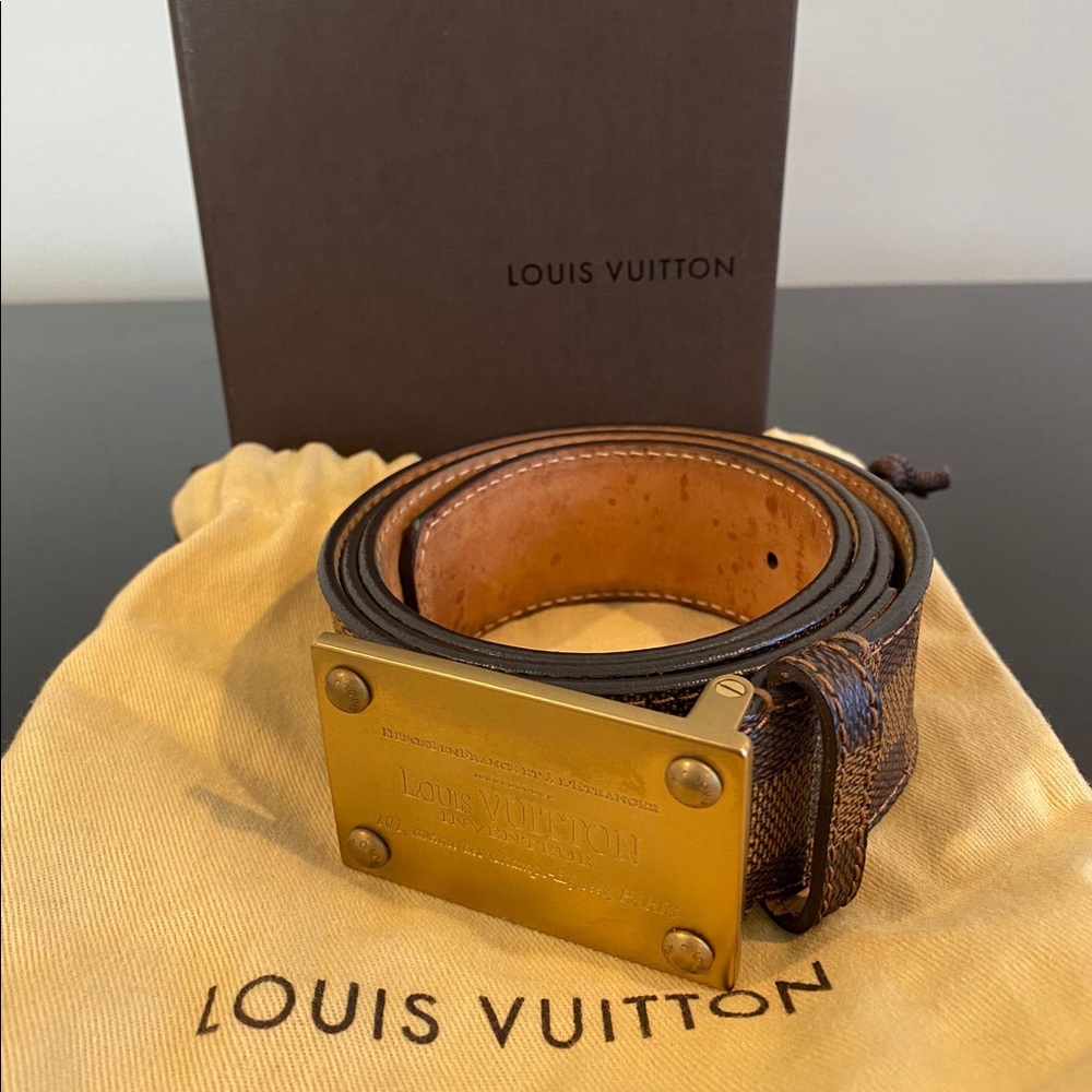 Louis Vuitton brown Damier Print Inventeur belt 100cm
